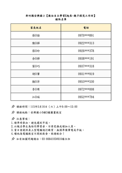 錄取名單
