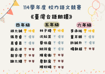 連結到114學年度校內語文競賽-臺灣台語朗讀