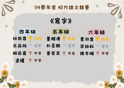 連結到114學年度校內語文競賽-寫字