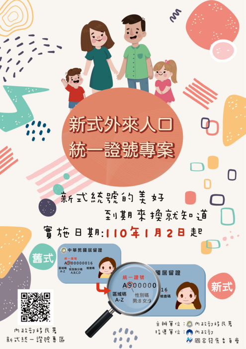 內政部因應新式外來人口統一證號專案