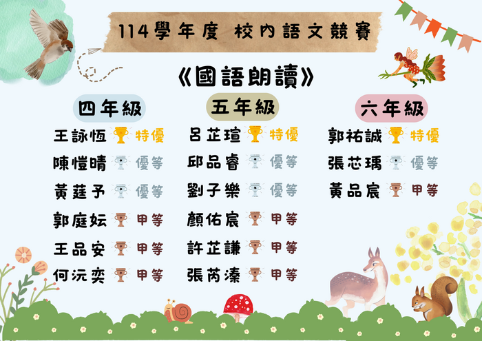 114學年度校內語文競賽-國語朗讀圖片