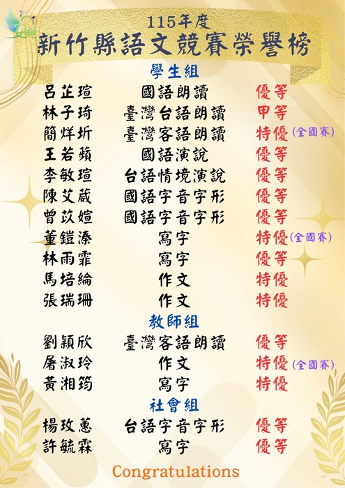 115年度新竹縣語文競賽